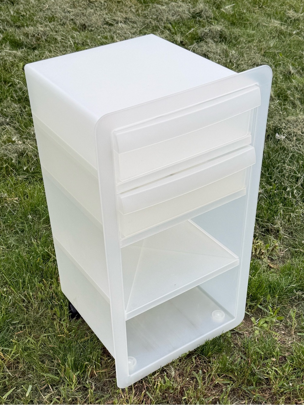 Vintage IKEA NERO Trolley Side Table in Smoky White by K & M HAGBERB c2000's